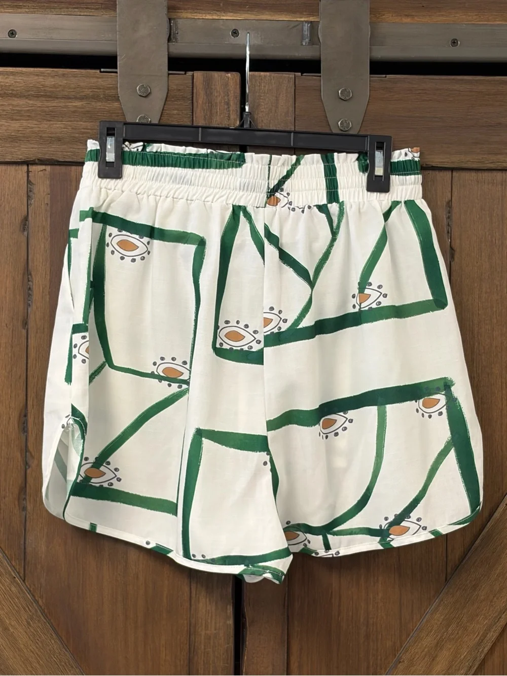 Commense Print Drawstring Relaxed Summer Linen Blend Shorts Size Large